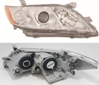Фара права жовта вставка хром. розсіювач (EUR) Toyota Camry XV40 (Тойота Камри 40) 2006-2010