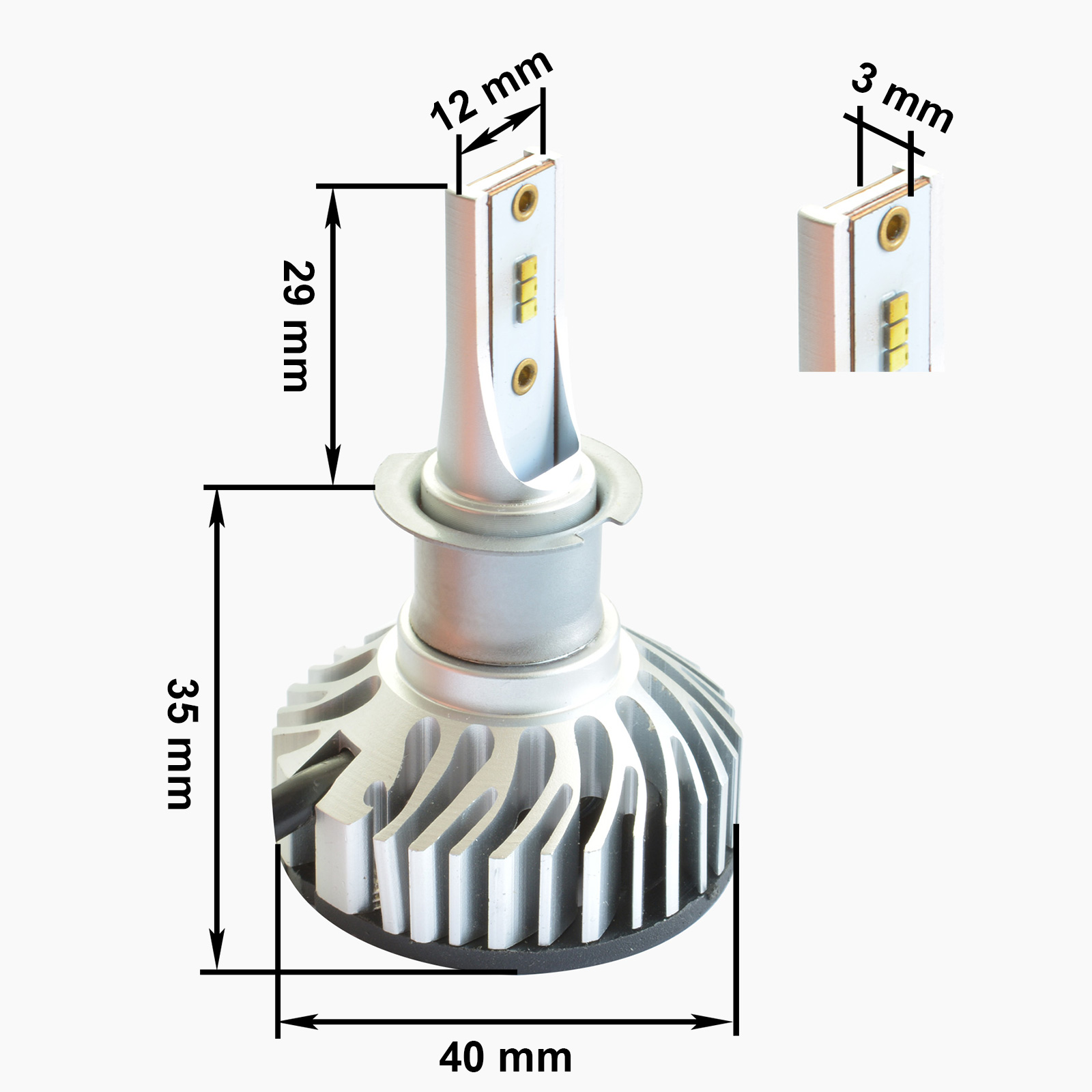 розміри led лампи h3